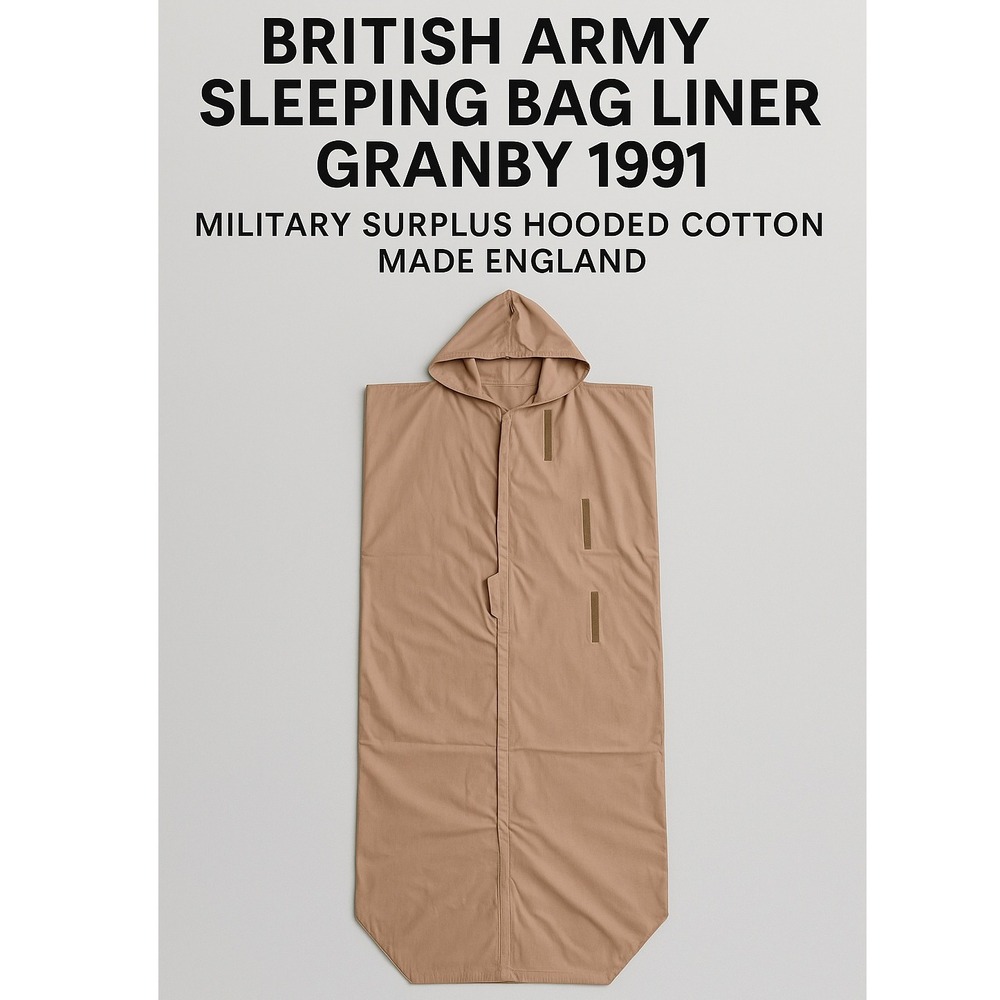 Vintage 1991 British Army Sleeping Bag Liner Granby CQC Hooded‎ Cotton Surplus